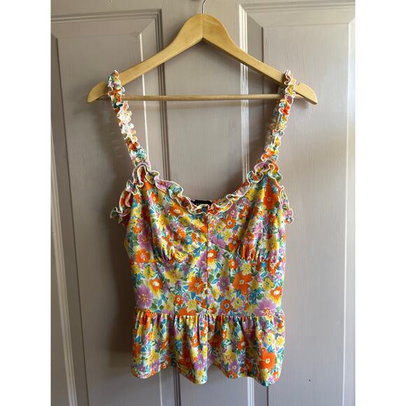 Fifty Street Tops - Floral Multi Colored Fifty Street Tank Size Large
